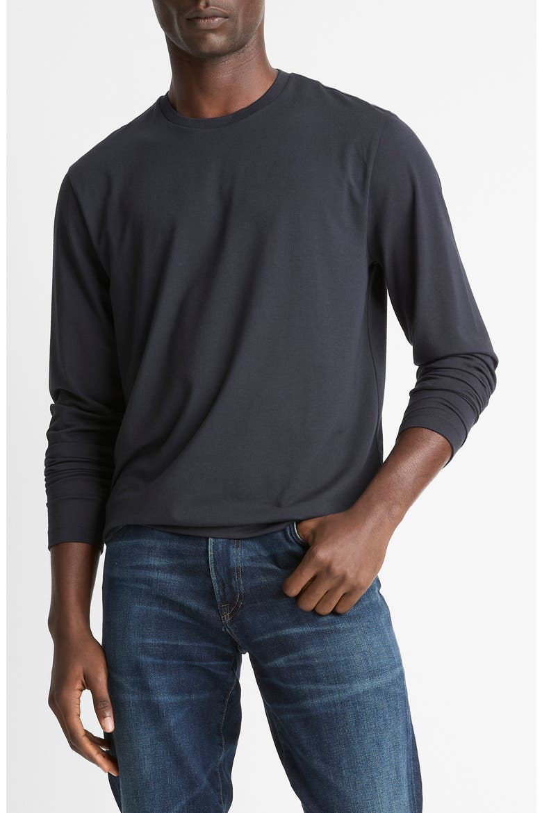 Long Sleeve Cotton & Modal Blend T-Shirt, Main, color, COASTAL