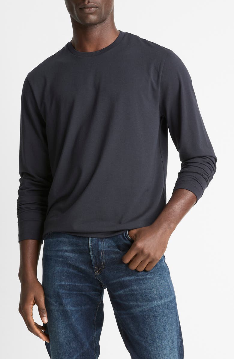 Vince Long Sleeve Cotton & Modal Blend T-Shirt, Main, color, Coastal