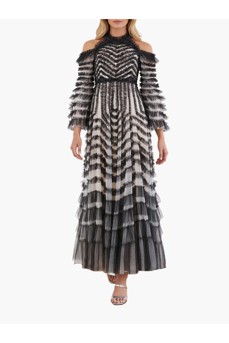 La Vie En Rose Off-Shoulder Gown, Main, color, Cream/Graphite