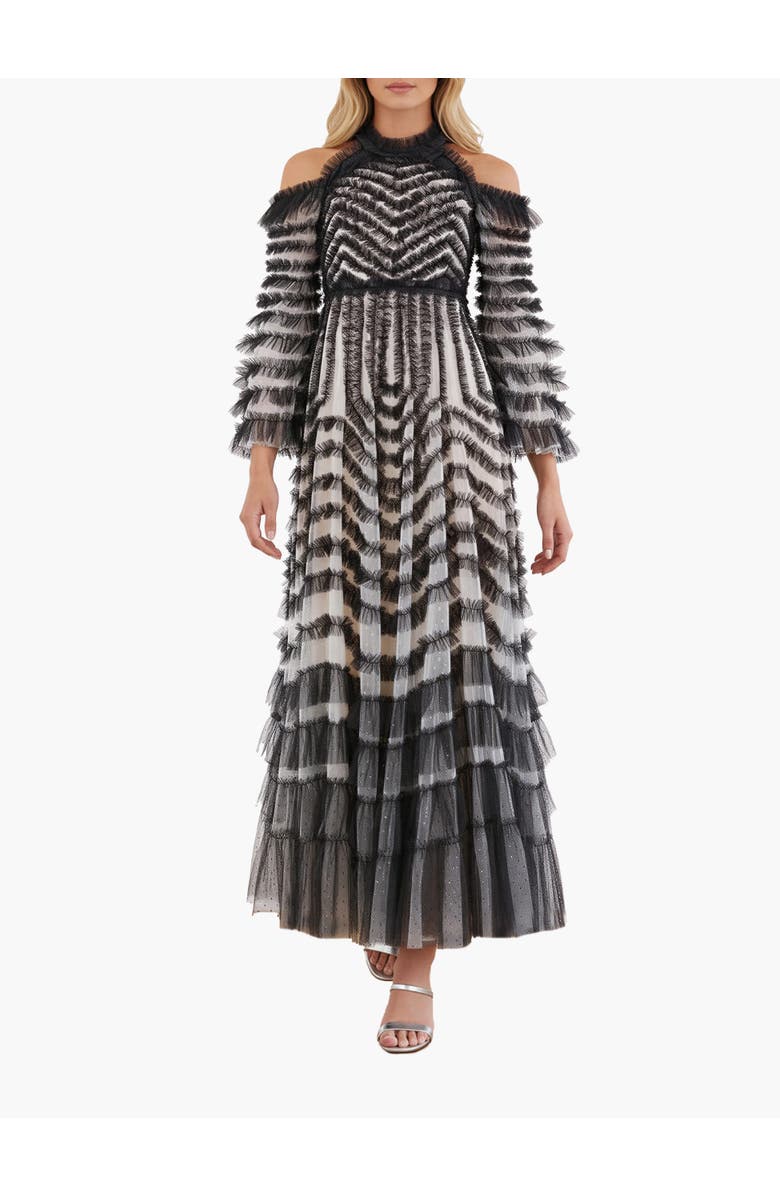 Needle & Thread La Vie En Rose Off-Shoulder Gown, Main, color, Cream/Graphite