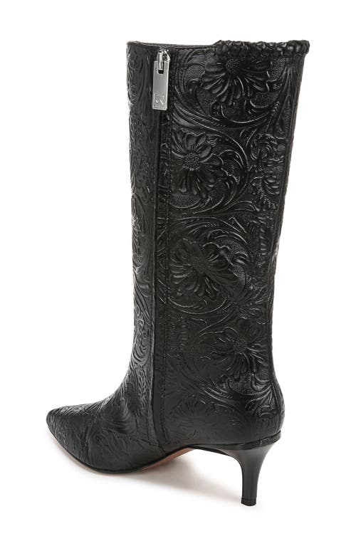 Sarto By Franco Sarto Amari Floral Embossed Pointed Toe Boot In Black