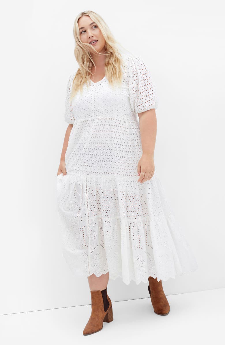 City Chic Melody Eyelet Embroidered Maxi Dress, Alternate, color,