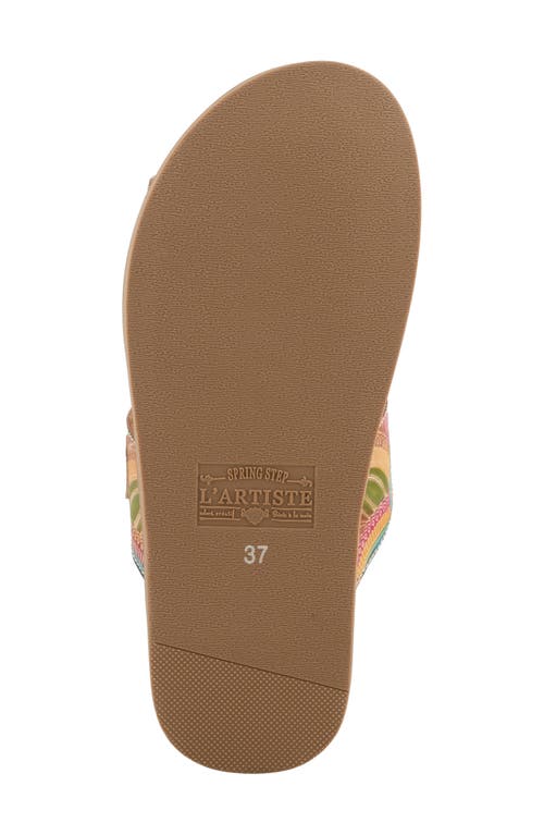 L'artiste By Spring Step Glaze Platform Slide Sandal In Tan Multi