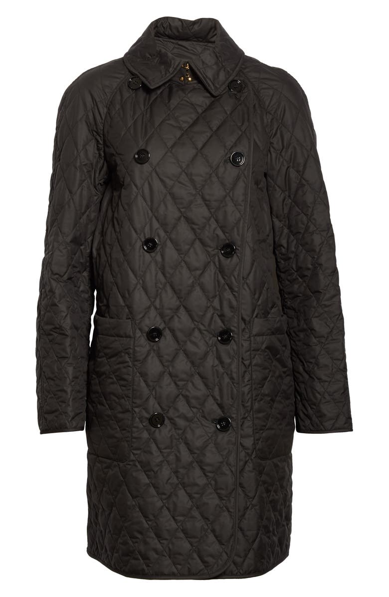 Burberry Tything Quilted Double Breasted Coat, Alternate, color,