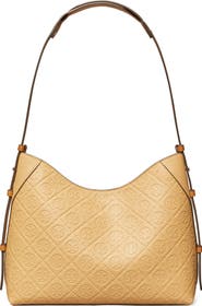 Tory Burch T Monogram Pebble Leather Messenger Bag