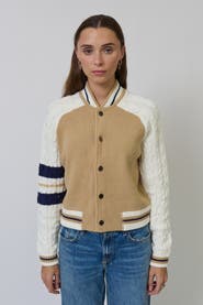 Central Park West Chloe Cable Sleeve Knit Bomber