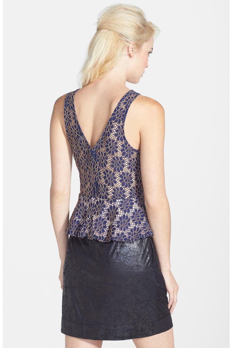 ASTR Lace Peplum Tank, Alternate, color, NAVY MULTI