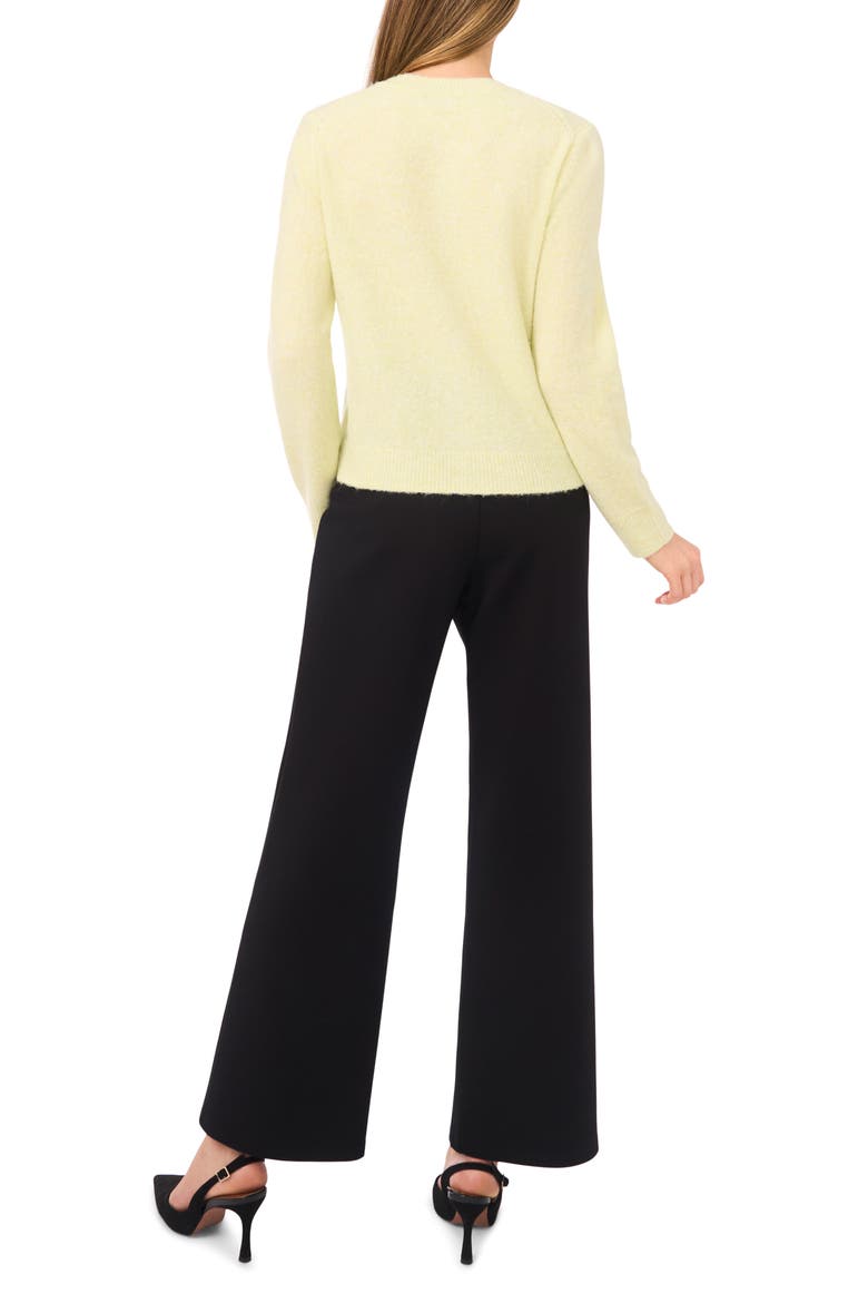 Fuzzy Crewneck Cardigan, Alternate, color, WHITE JADE