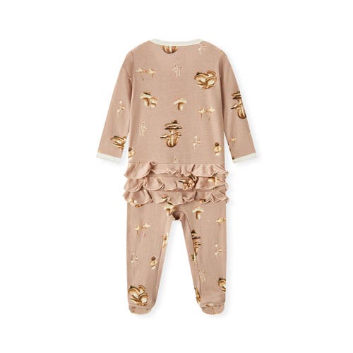 Milkbarn Organic Cotton Ruffle Footed Romper In Brown