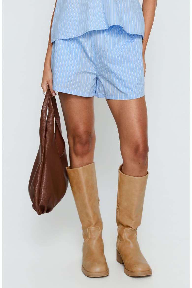 Carambola Striped Mid Rise Shorts, Main, color, BLUE