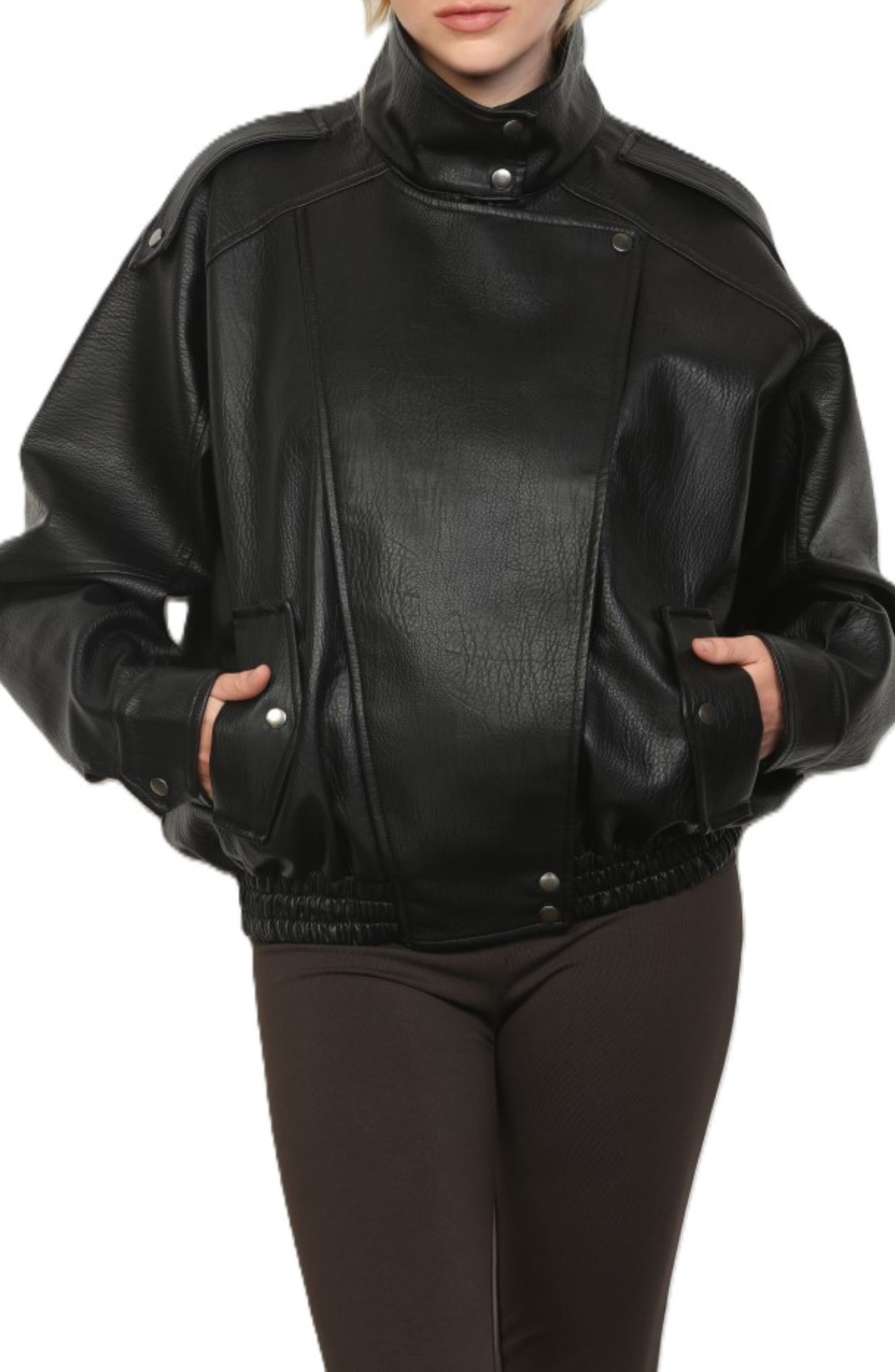 Textured Faux Leather Jacket