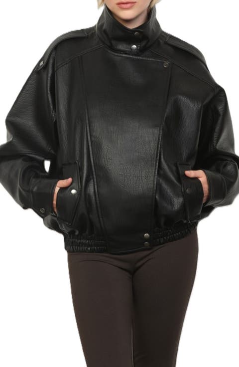 Textured Faux Leather Jacket