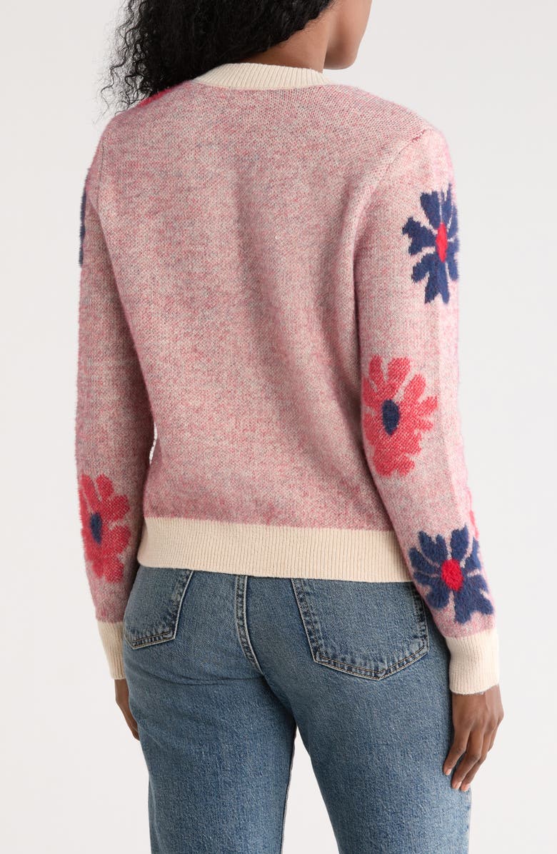 Nicole Miller Floral Beaded Button Front Cardigan, Alternate, color, Multi