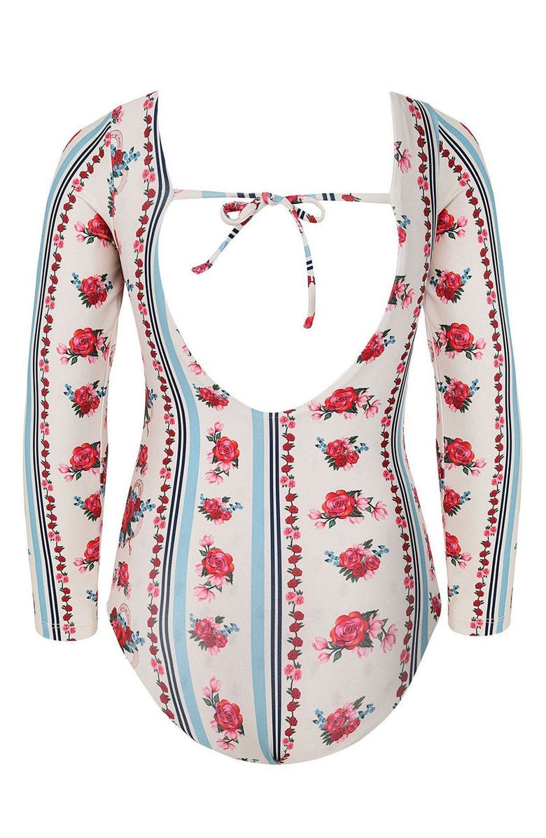 Agua Bendita Kids' Honey Cherish Long Sleeve One-Piece Rashguard Swimsuit, Alternate, color, Multicolor