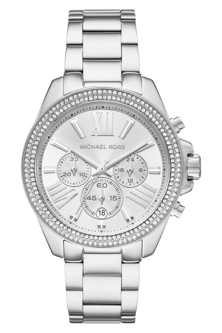 Wren Chronnograph Bracelet Watch, 42mm, Main, color, SILVER