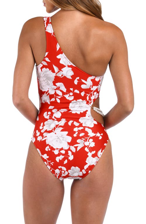 L Agence L'agence Ava Ikebana One-shoulder Cutout One-piece Swimsuit In Rouge