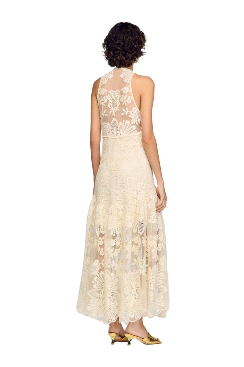 Floral cotton guipure maxi dress, Alternate, color, Vanilla