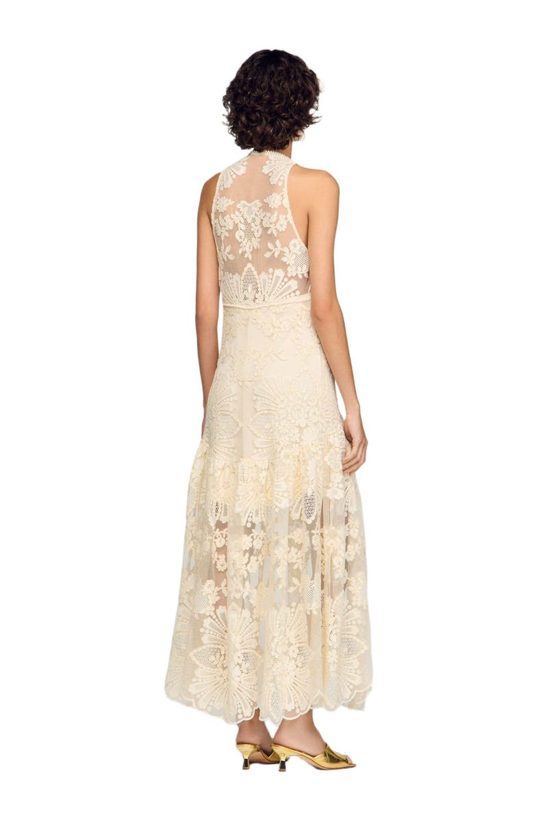 SANDRO Floral cotton guipure maxi dress, Alternate, color, Vanilla