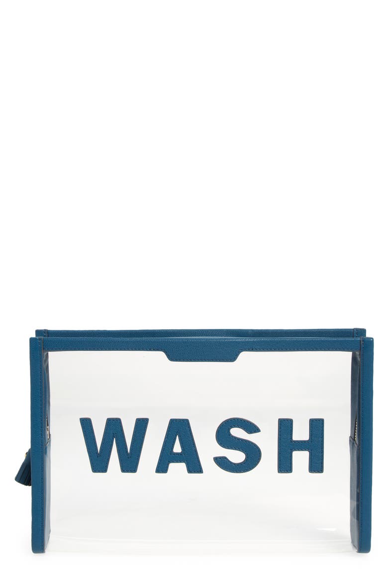 Wash Cosmetics Pouch, Main, color, CLEAR/ LIGHT PETROL