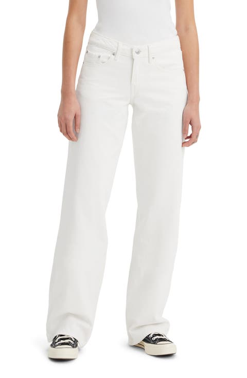 Low Loose Wide Leg Jeans (White Squared)