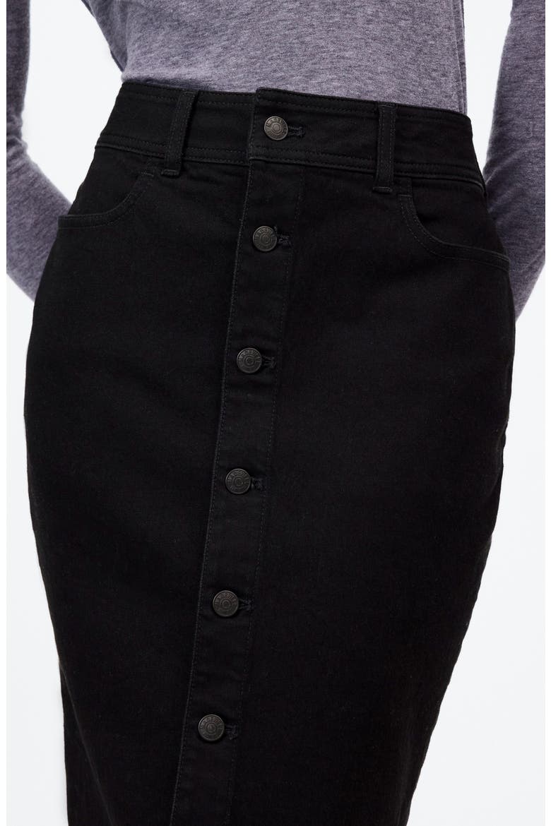Button Front Denim Midi Skirt, Alternate, color, CLEAN BLACK WASH