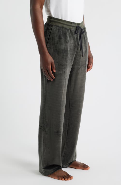 Daniel Buchler Angled Stripe Velour Pajama Pants In Gray