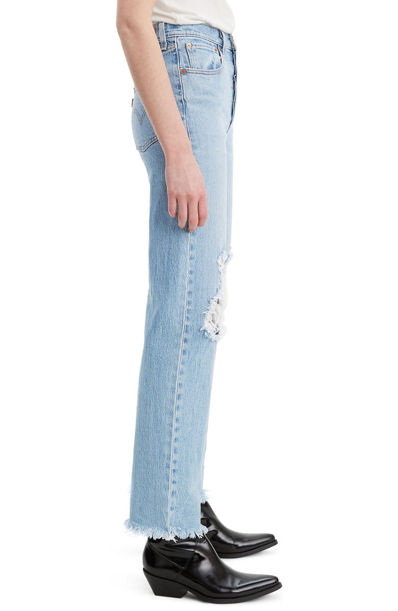 Levi's<sup>®</sup> Ribcage Super High Waist Ripped Straight Leg Jeans, Alternate, color,