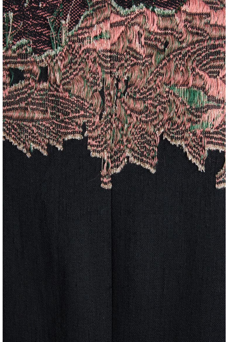 Rarrysta Floral Embroidered Double Breasted Coat, Alternate, color, BLACK