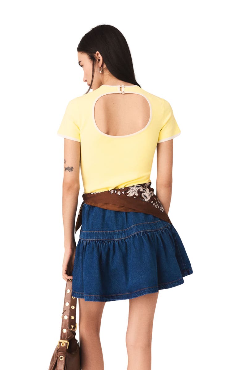 maje Round back cut-out sweater, Alternate, color, Pale Yellow