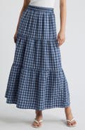 Princess Polly Rockwell Check Tiered Midi Skirt