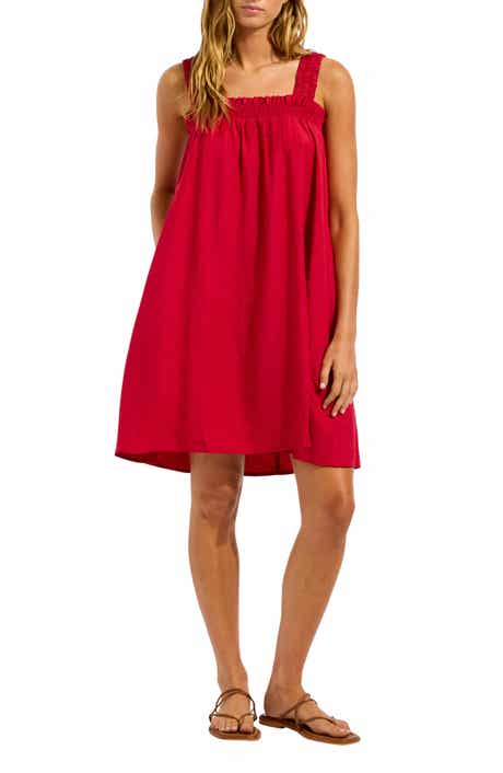 Gathered Band Cover-Up Dress