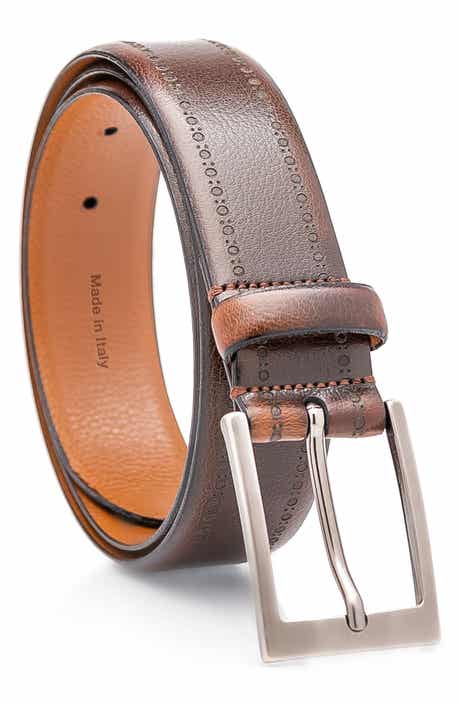 MADE IN ITALY Brogue Leather Belt