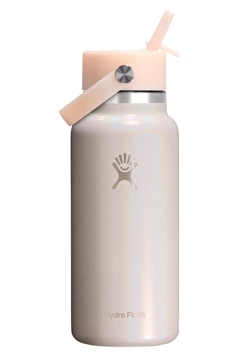32-Ounce Wide Mouth Flex Straw Cap Bottle, Main, color, GLIMMER CREAM