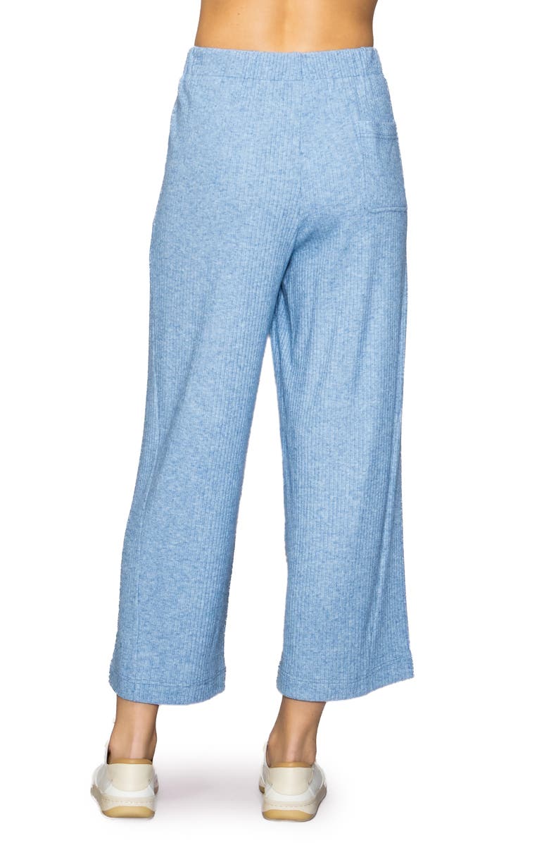 MELLODAY Rib Crop Wide Leg Pants, Alternate, color, Heather Blue