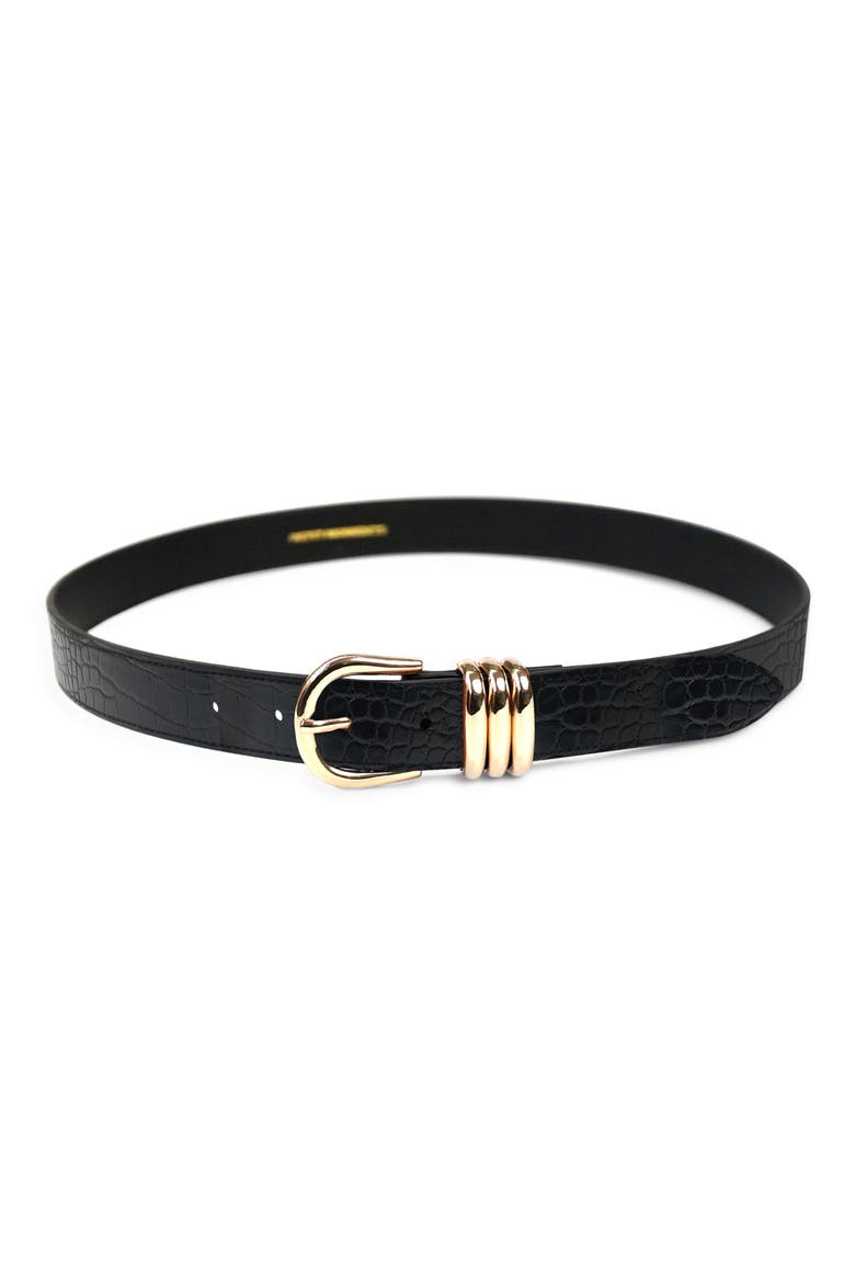 Polished Belt, Main, color, BLACK CROC/ GOLD