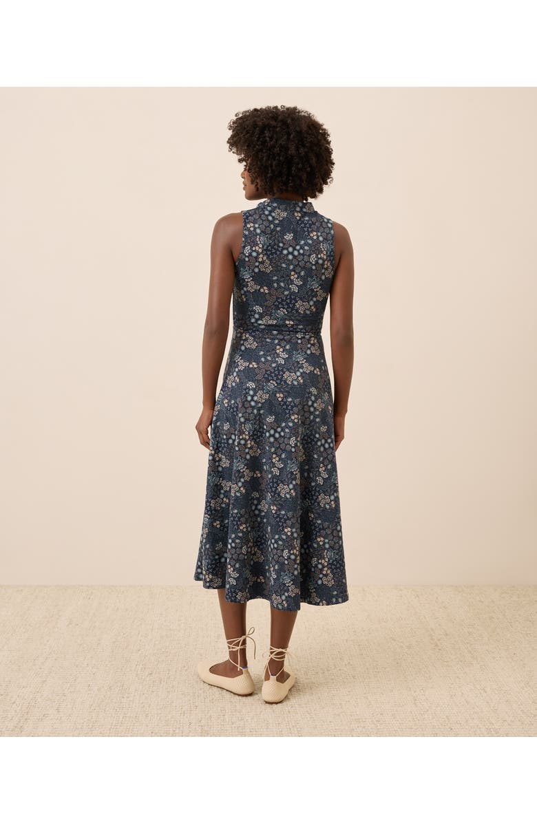 Pact Organic Cotton Fit & Flare Cowl Neck Dress, Alternate, color, Mountain Meadow Midnight Blue