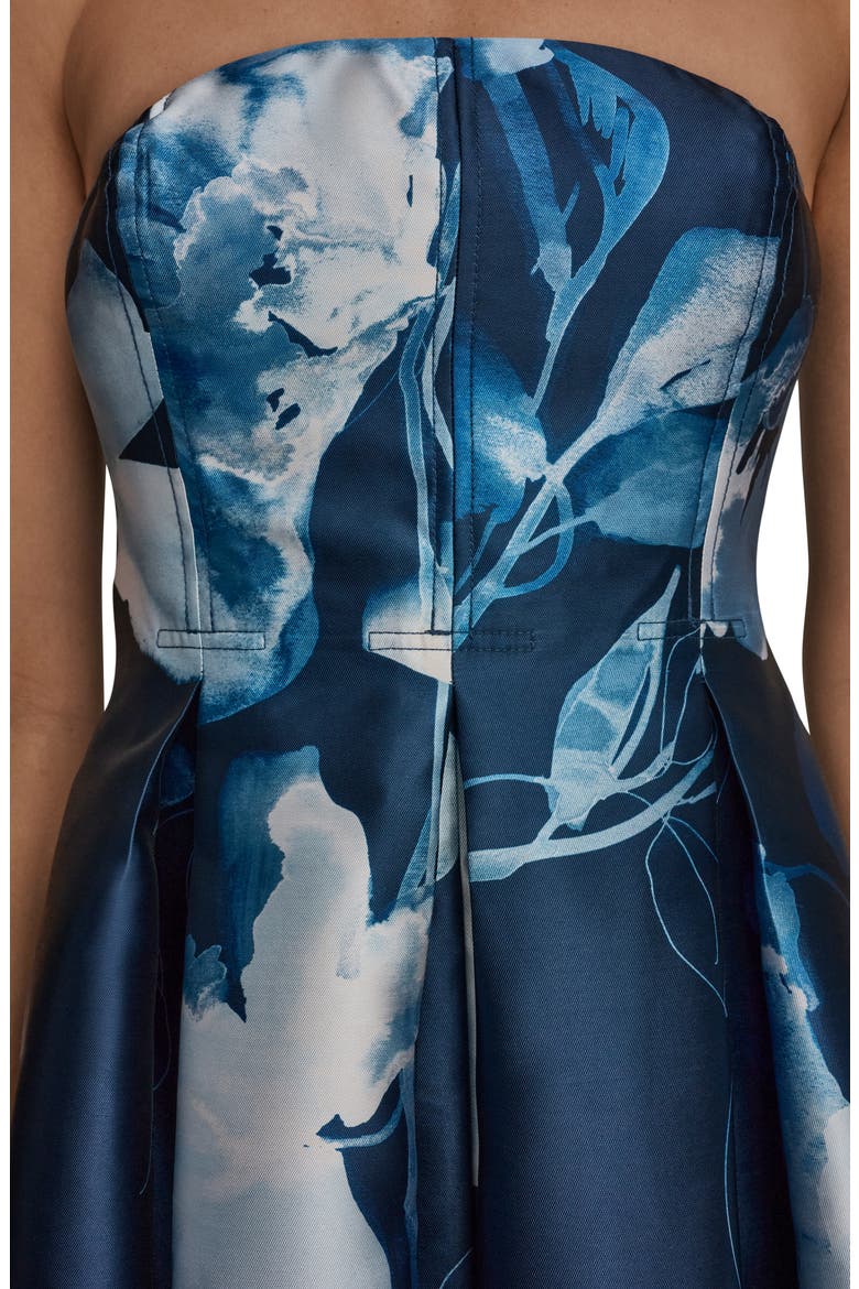 Floral Print Fit & Flare Party Dress, Alternate, color, NIGHTFALL/ WASHED INDIGO MULTI
