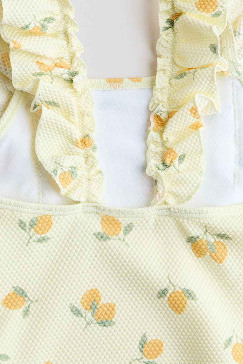 Frill-trimmed Swimsuit, Alternate, color, Light yellow/lemons