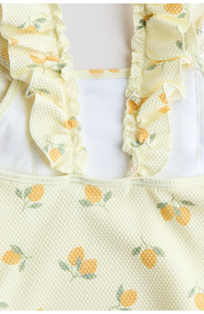 H&M Frill-trimmed Swimsuit, Alternate, color, Light Yellow/Lemons