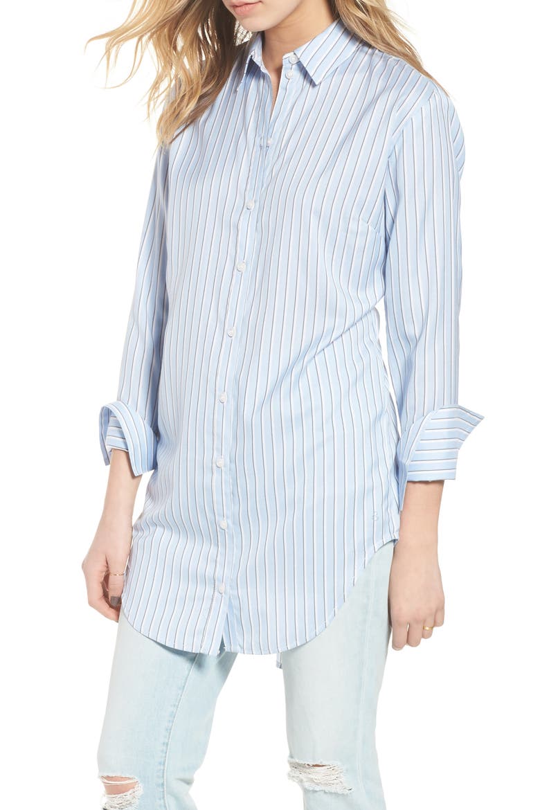 Pleat Back Shirtdress, Alternate, color, BLUE BRUNNERA GROOVE STRIPE