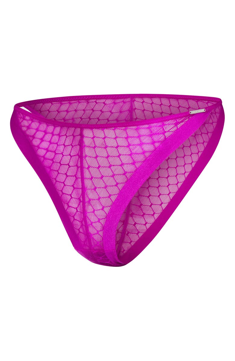 SAVAGE X FENTY Show 'N Tell Mesh String Bikini, Alternate, color, Try Me Purple