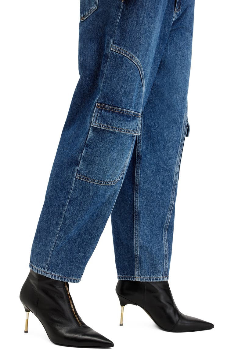 Hailey High Waist Straight Leg Cargo Jeans, Alternate, color, MID INDIGO