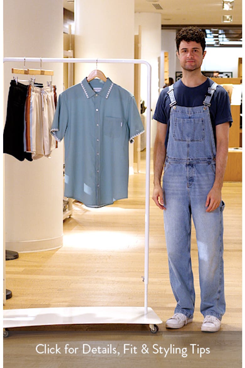 Crochet Trim Short Sleeve Performance Button-Up Shirt video