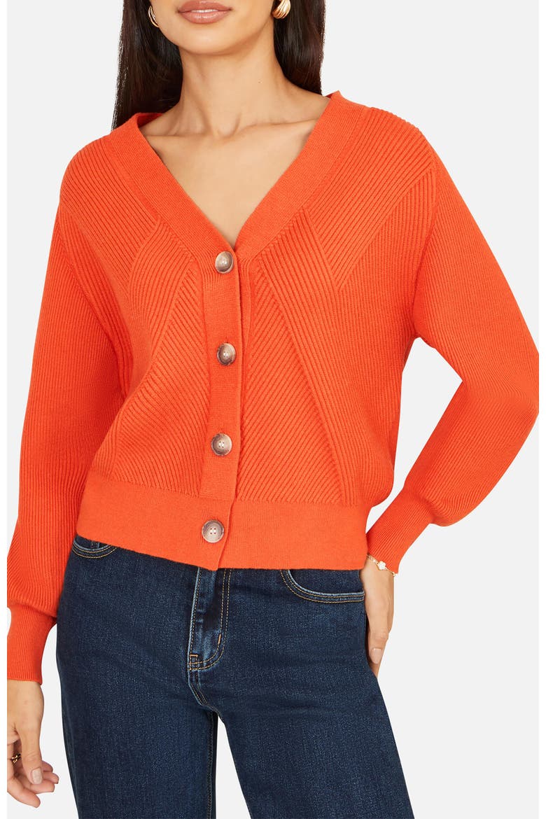 Relaxed Fit V-Neck Cardigan, Alternate, color, Orange