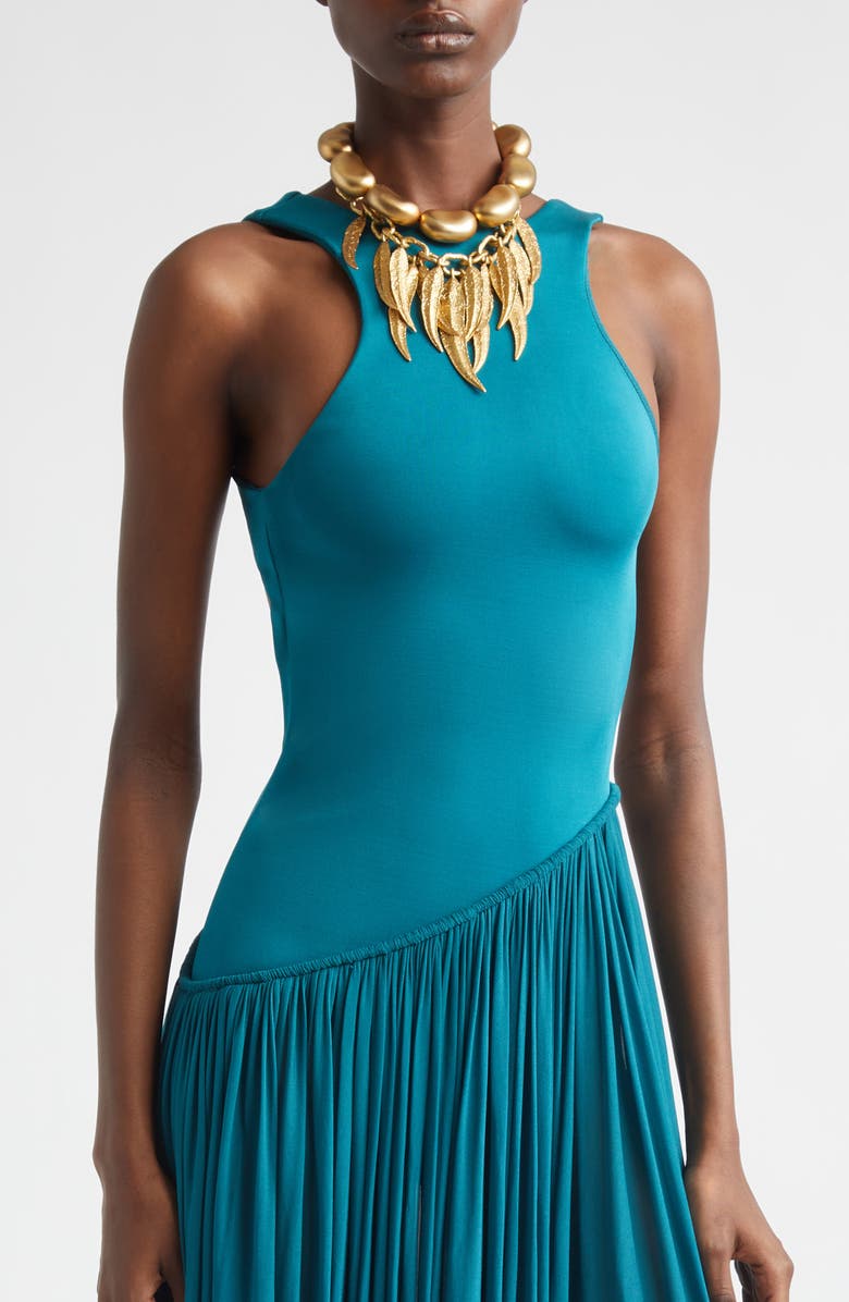 Zimmermann Luna Asymmetric Jersey Maxi Dress, Alternate, color, Teal