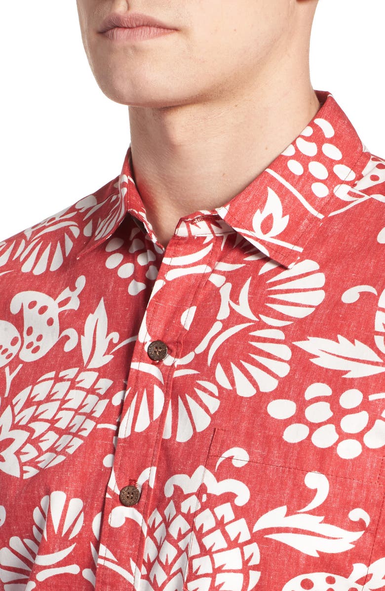 Kahala Duke's Pareo Trim Fit Sport Shirt, Alternate, color, Surfer Red