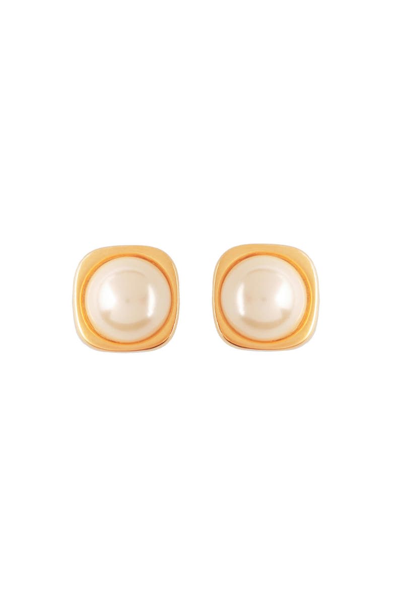 1980s Vintage Faux Pearl Square Earrings, Main, color, Faux Pearl