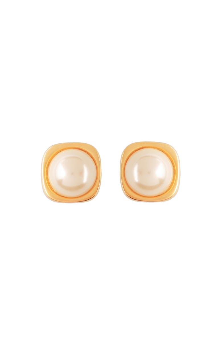 Susan Caplan 1980s Vintage Faux Pearl Square Earrings, Main, color, Faux Pearl
