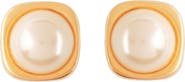 Susan Caplan 1980s Vintage Faux Pearl Square Earrings