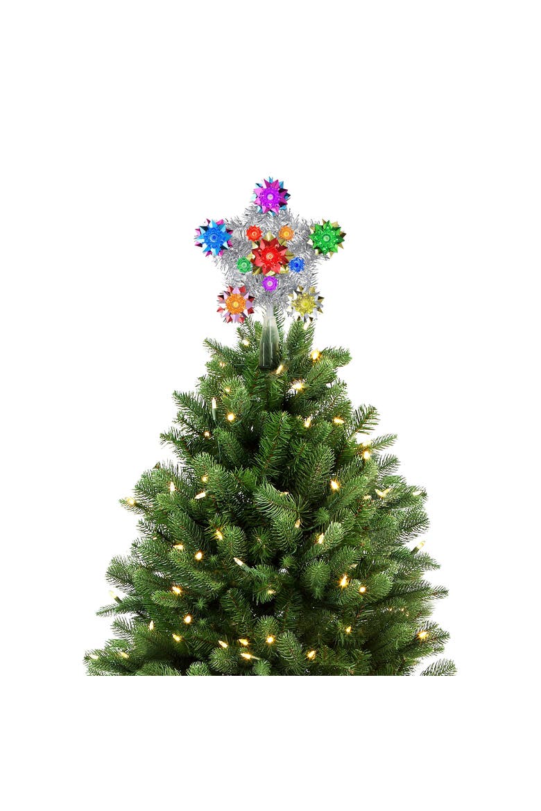 11 in. Tinsel Star Tree Topper, Main, color, Multicolored